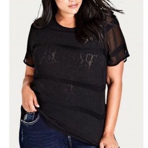 Nordstrom City Chic Pin Tuck Lace Layer Top